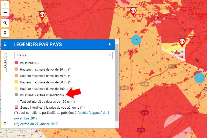 Zones interdites de survol aux drones