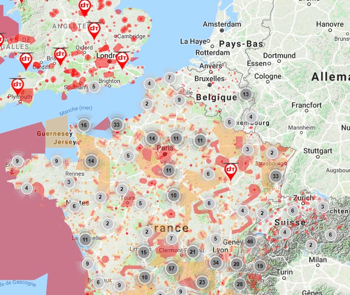 Carte des zones aériennes pour drone à l'étranger