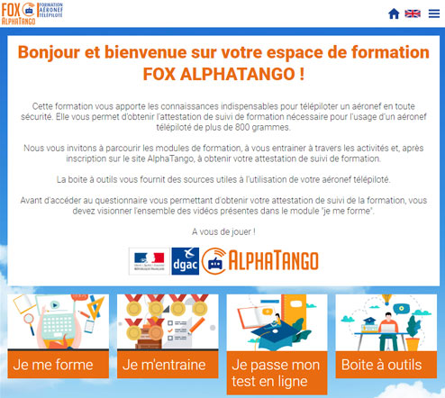 Fox Alpha Tango - Formation et enregistrement drone de loisir de plus de 800gr